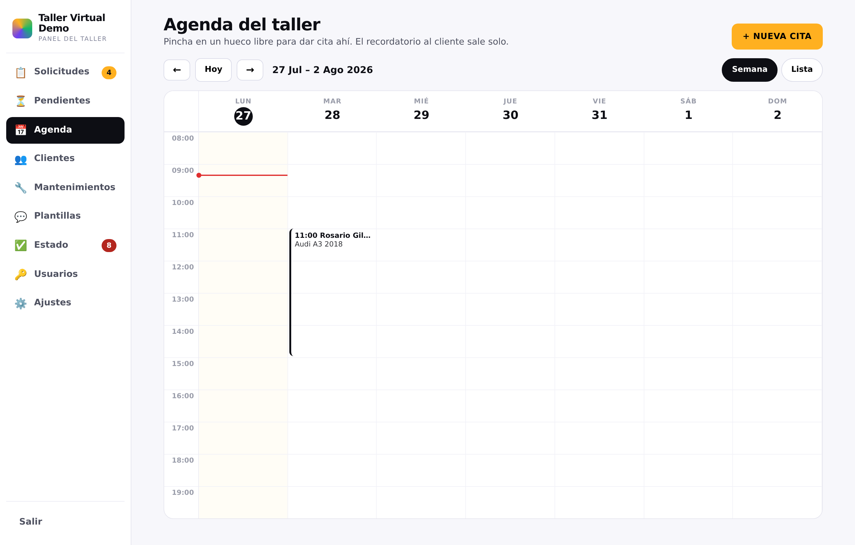 Agenda de citas del taller
